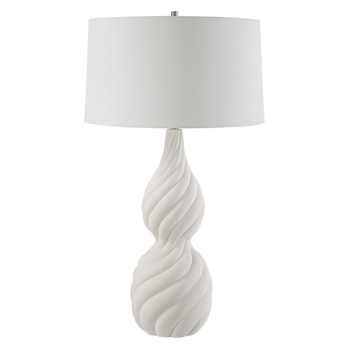 Uttermost Twisted Swirl White Table Lamp, Chalk White/Nickel