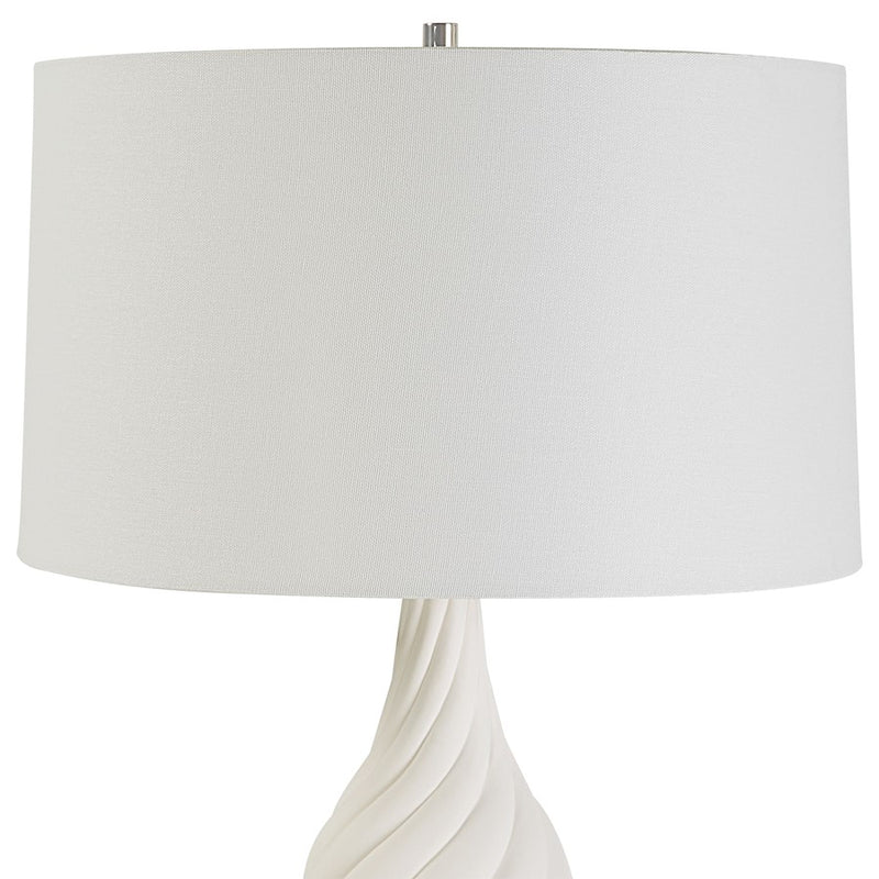 Uttermost Twisted Swirl White Table Lamp, Chalk White/Nickel