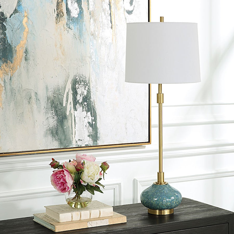 Uttermost Kaimana Aged Blue Buffet Lamp, Aged Blue/Green