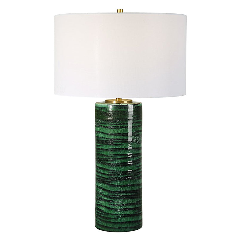 Uttermost Galeno Emerald Green Table Lamp, Emerald Green/Brass - 30242