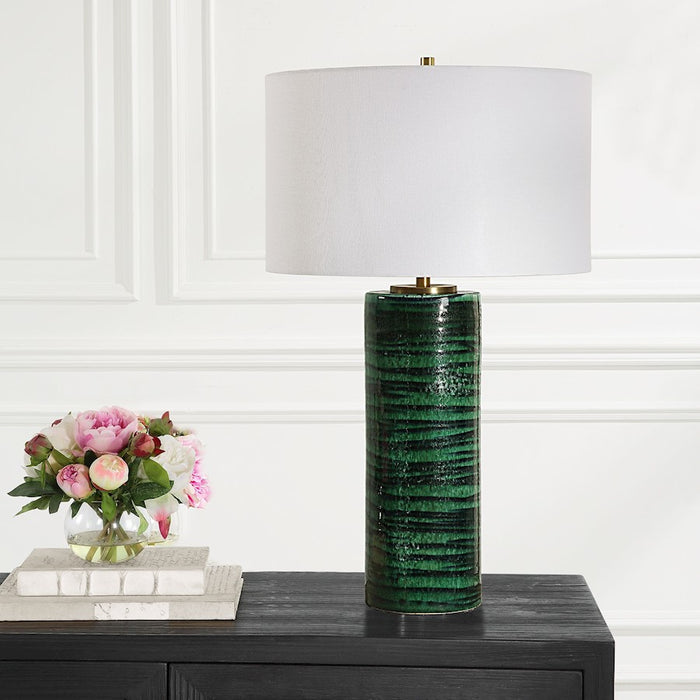 Uttermost Galeno Emerald Green Table Lamp, Emerald Green/Brass