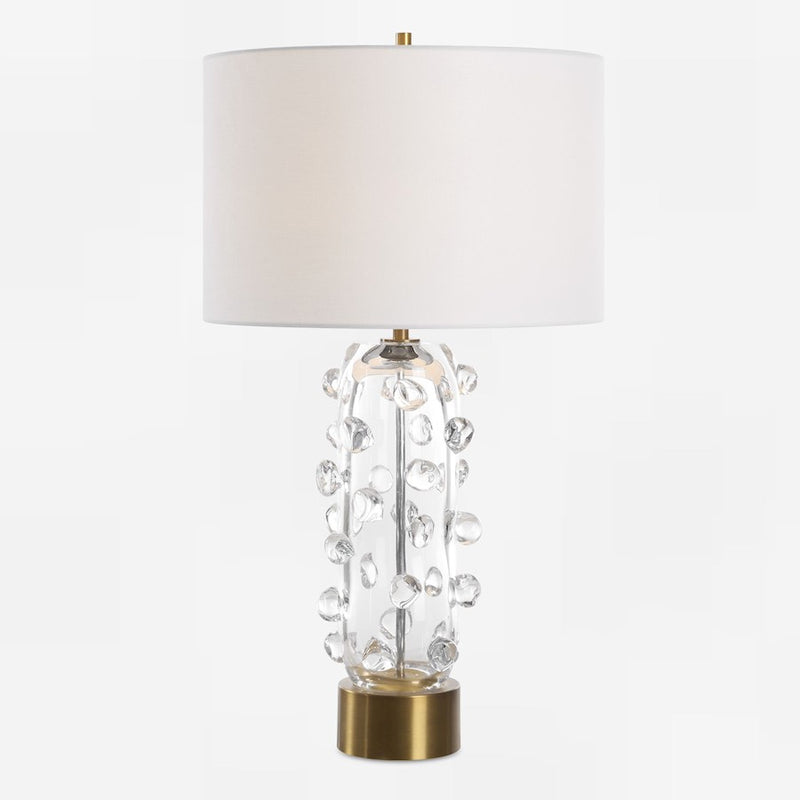 Uttermost Aura 1 Light Clear Glass Table Lamp, Brass - 30423