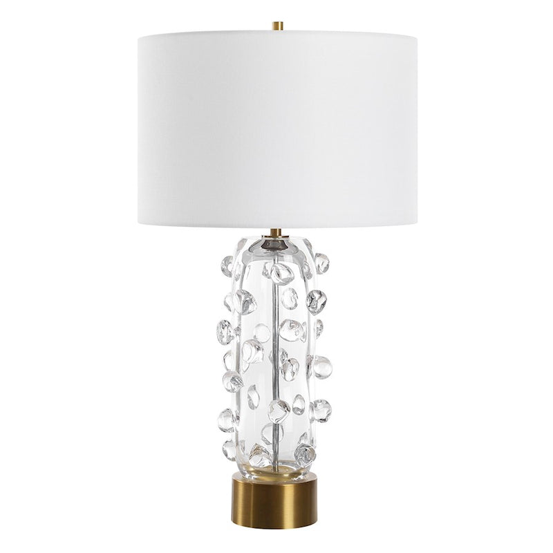 Uttermost Aura 1 Light Clear Glass Table Lamp, Brass