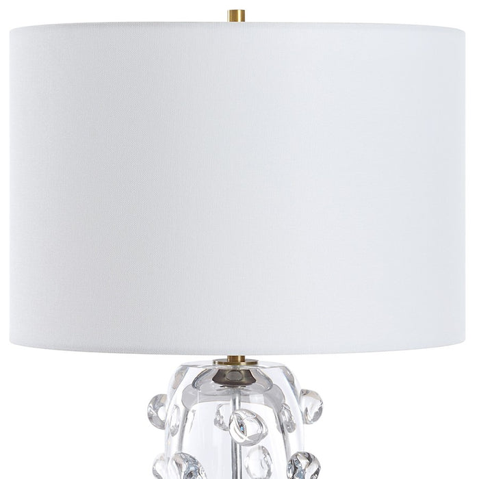Uttermost Aura 1 Light Clear Glass Table Lamp, Brass