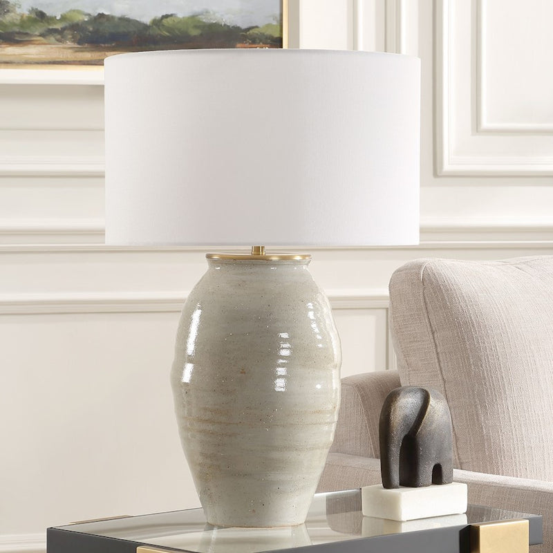 Uttermost Amos 1 Light Ceramic Table Lamp, Blue Gray