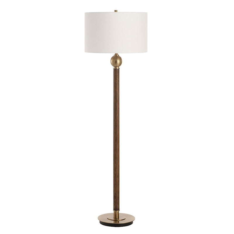 Uttermost Keros 1 Light Dark Oak Floor Lamp, Brass