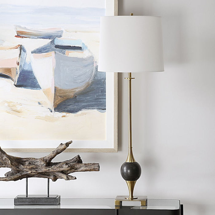 Uttermost Dempsey 1 Light Marble Buffet Lamp, Black