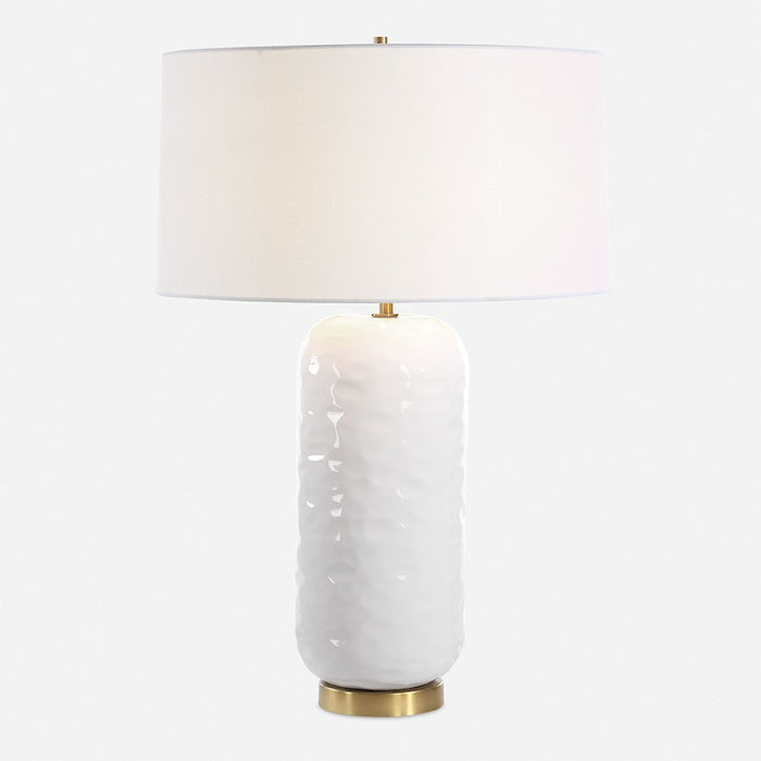 Uttermost Iona 1 Light White Glaze Table Lamp, Brass - 30450