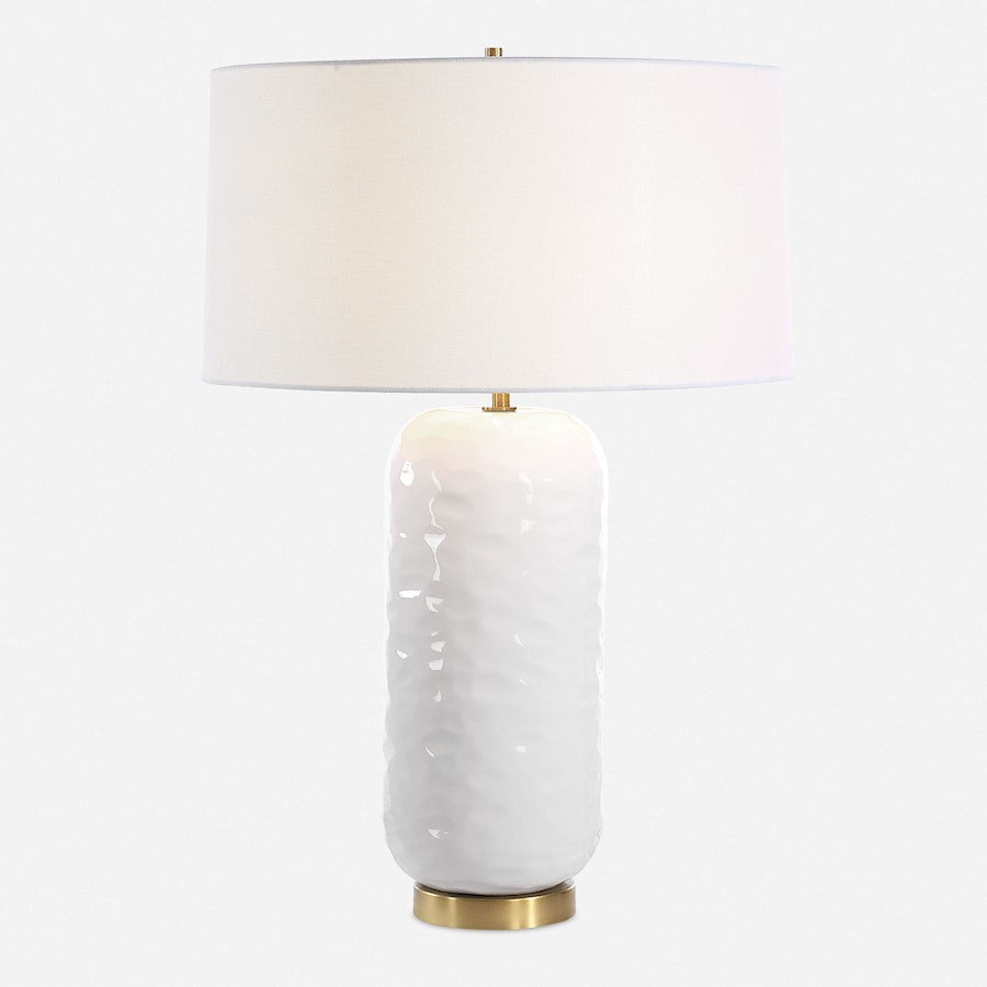 Uttermost Iona 1 Light White Glaze Table Lamp, Brass - 30450