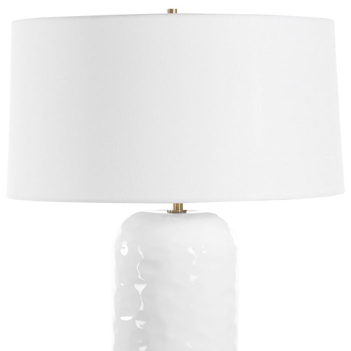 Uttermost Iona 1 Light White Glaze Table Lamp, Brass