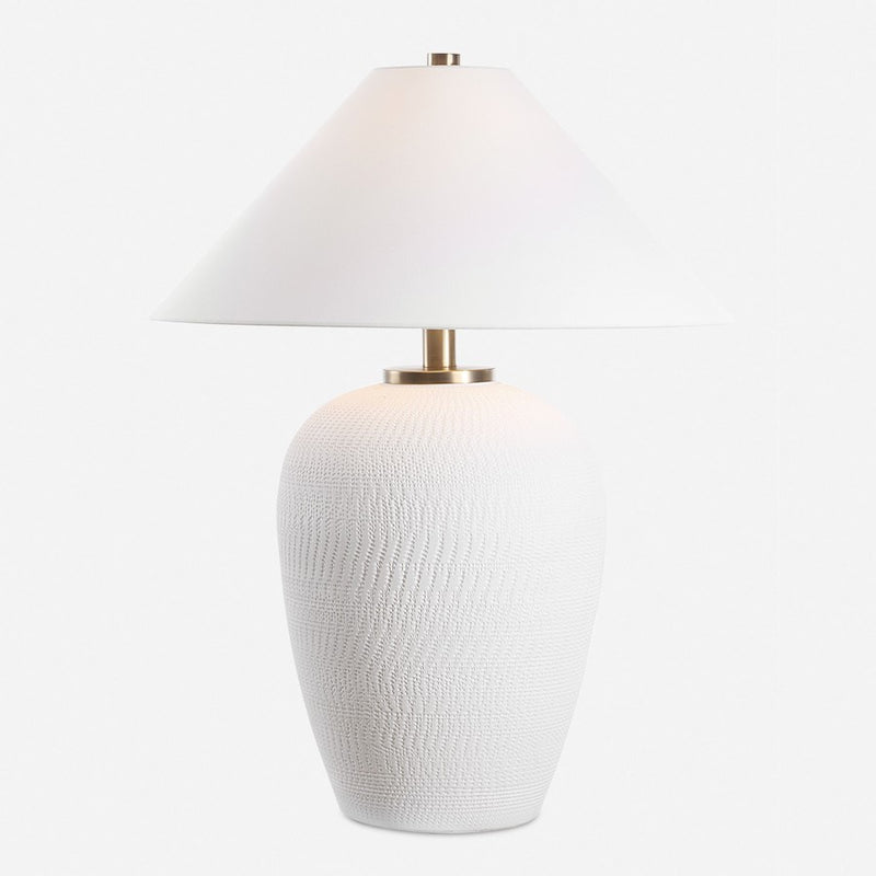 Uttermost Merriton 1 Light Matte White Table Lamp, Bronze - 30451