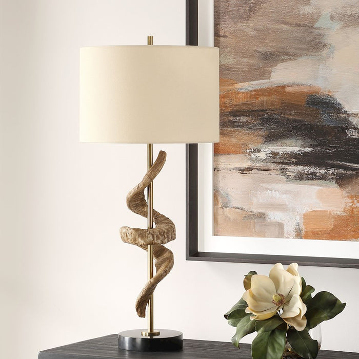 Uttermost Rams 1 Light Horn Table Lamp, Brass