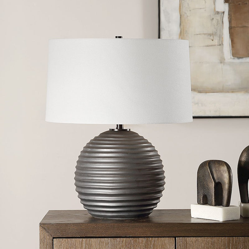 Uttermost Chelsom 1 Light Ribbed Table Lamp, Bronze