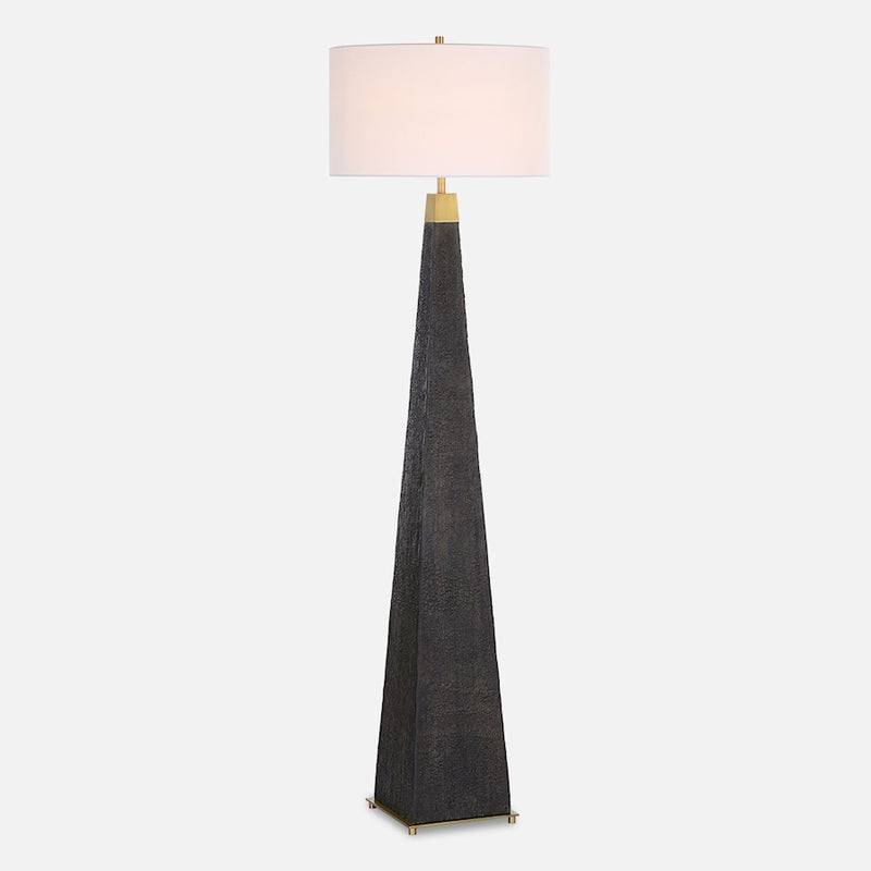 Uttermost Lathey 1 Light Tapered Floor Lamp, Brass - 30469