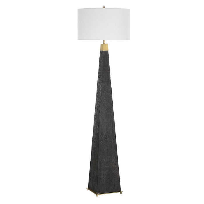 Uttermost Lathey 1 Light Tapered Floor Lamp, Brass