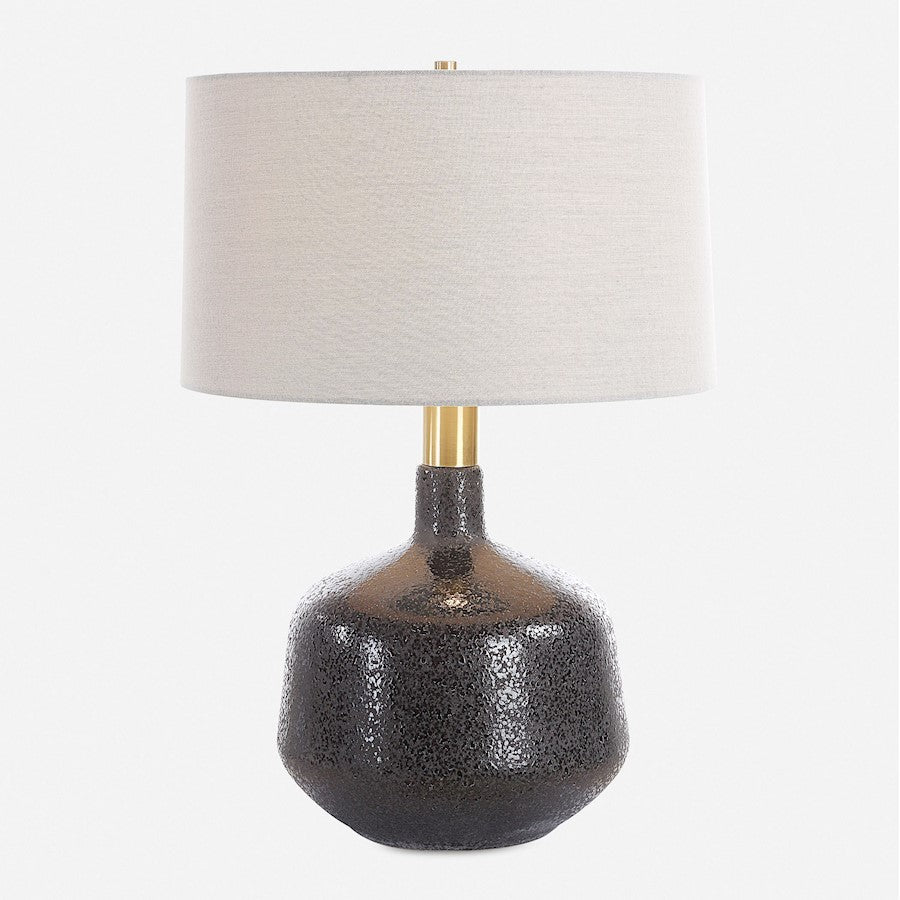 Uttermost Flanagan 1 Light Mottled Gloss Table Lamp, Matte Black - 30470