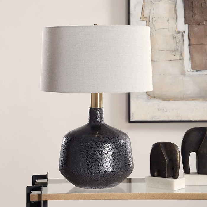 Uttermost Flanagan 1 Light Mottled Gloss Table Lamp, Matte Black