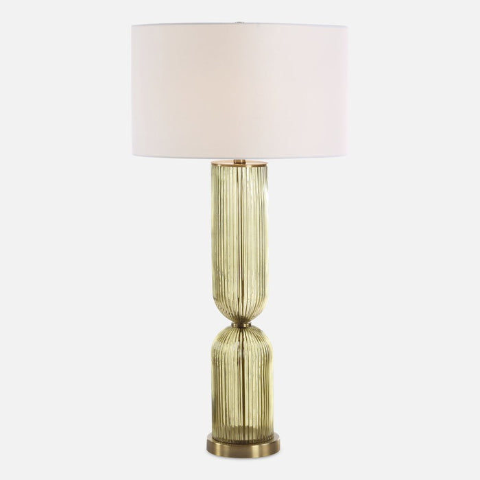 Uttermost Mirah 1 Light Olive Glass Table Lamp, Brass - 30471