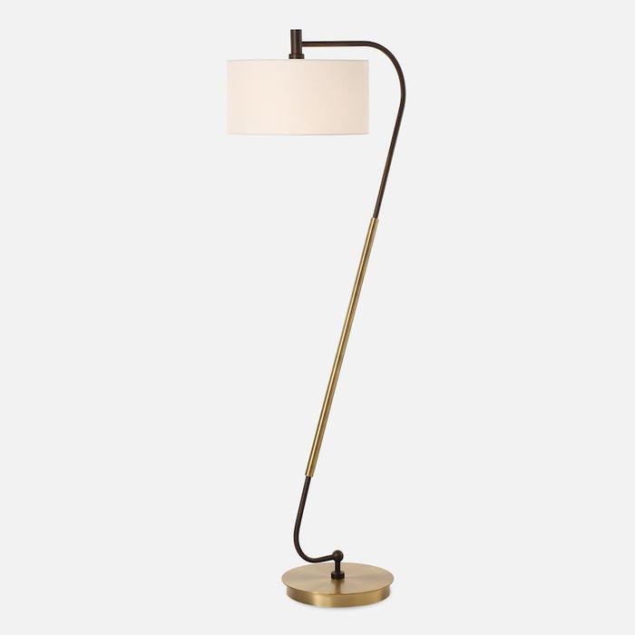 Uttermost Irwin 1 Light Curved Brass Floor Lamp - 30476