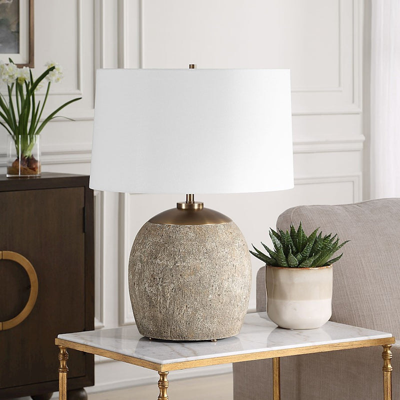 Uttermost Raylan 1 Light Table Lamp, Brown/Brass
