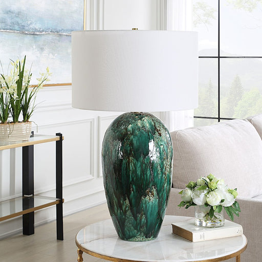 Uttermost Ceralene 1 Light Green Table Lamp