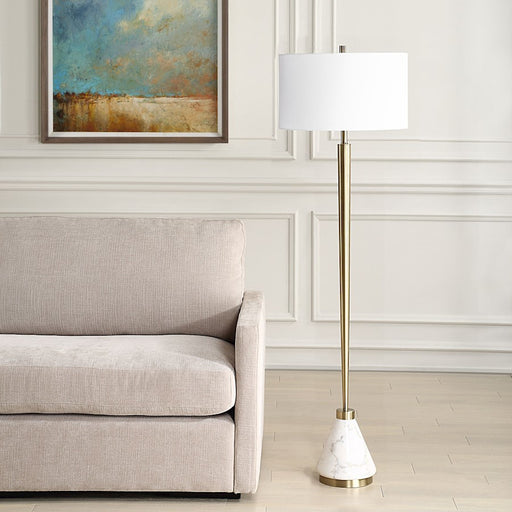 Uttermost Curran 1 Light Tapered Metal Floor Lamp, Brass