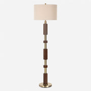 Uttermost Stacked 1 Light Wooden Floor Lamp, Brass - 30516-1