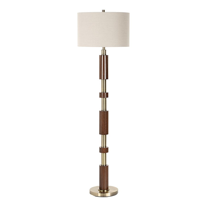 Uttermost Stacked 1 Light Wooden Floor Lamp, Brass