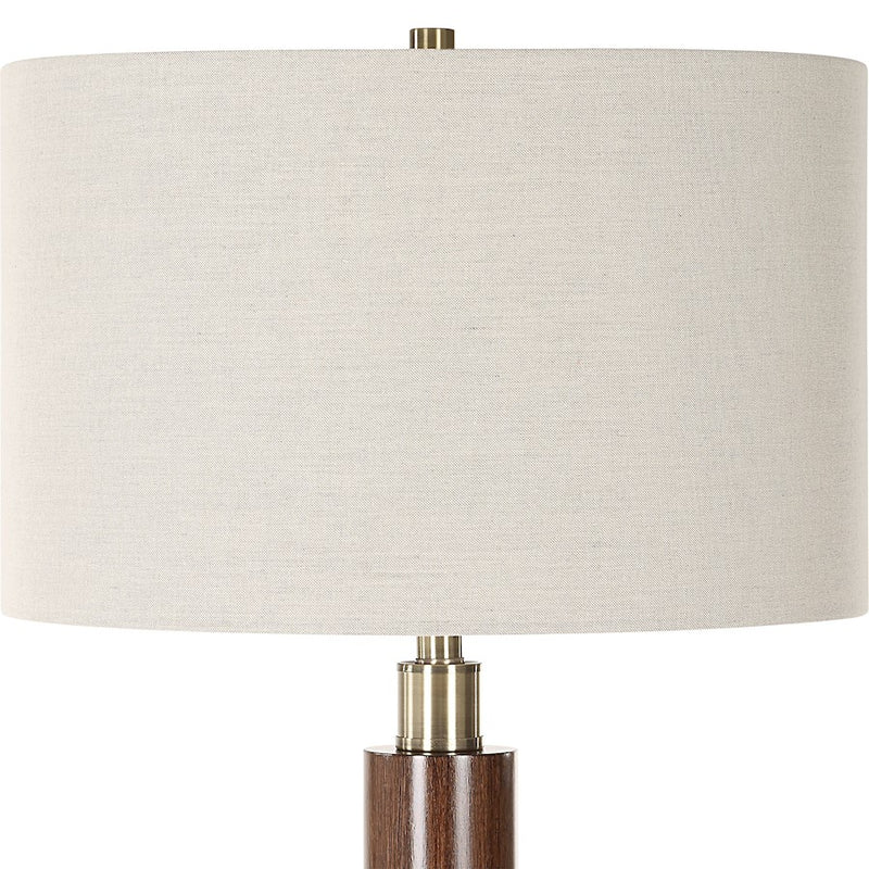 Uttermost Stacked 1 Light Wooden Floor Lamp, Brass