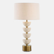 Uttermost Hemisphere 1 Light Travertine Table Lamp, Brass - 30517