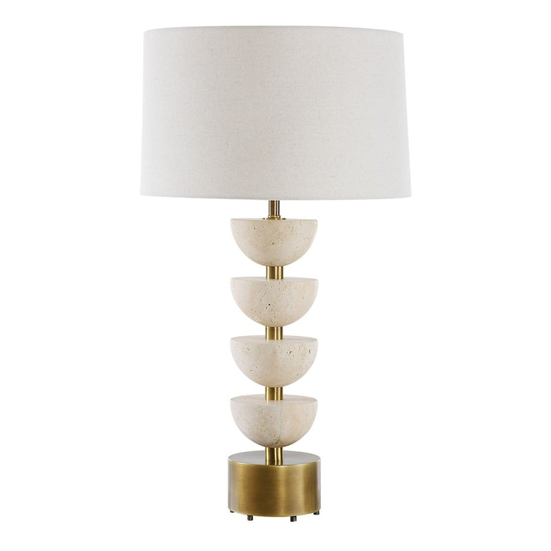 Uttermost Hemisphere 1 Light Travertine Table Lamp, Brass