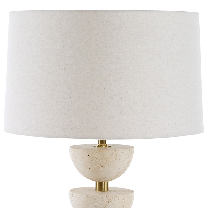Uttermost Hemisphere 1 Light Travertine Table Lamp, Brass