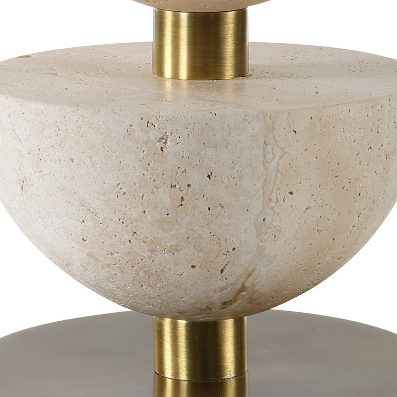 Uttermost Hemisphere 1 Light Travertine Table Lamp, Brass