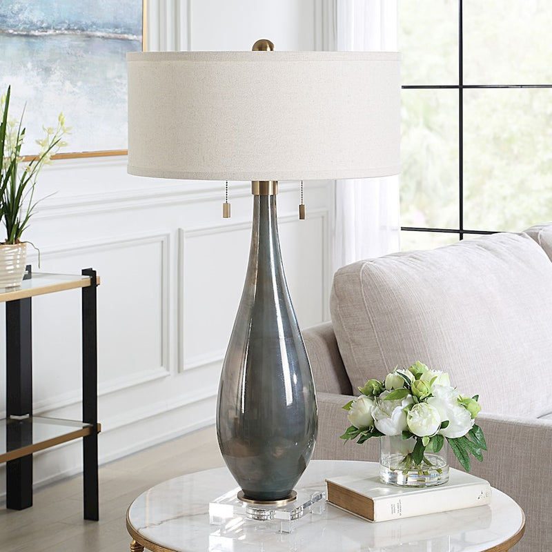 Uttermost Cardoni 2 Light Smoke Table Lamp, Brass