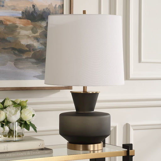 Uttermost Trentino 1 Light Black Table Lamp, Brass