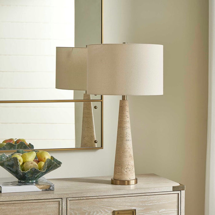 Uttermost Perkins Travertine Table Lamp, Beige