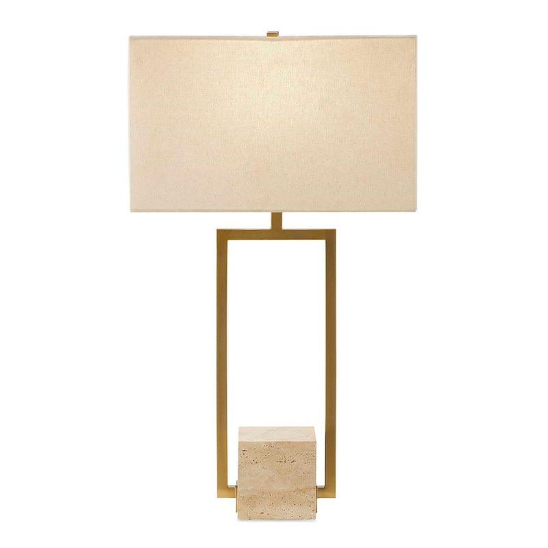Uttermost Warrick Modern Travertine Table Lamp, Brass