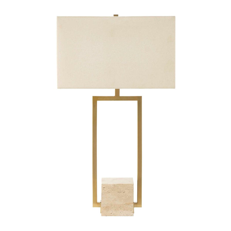 Uttermost Warrick Modern Travertine Table Lamp, Brass