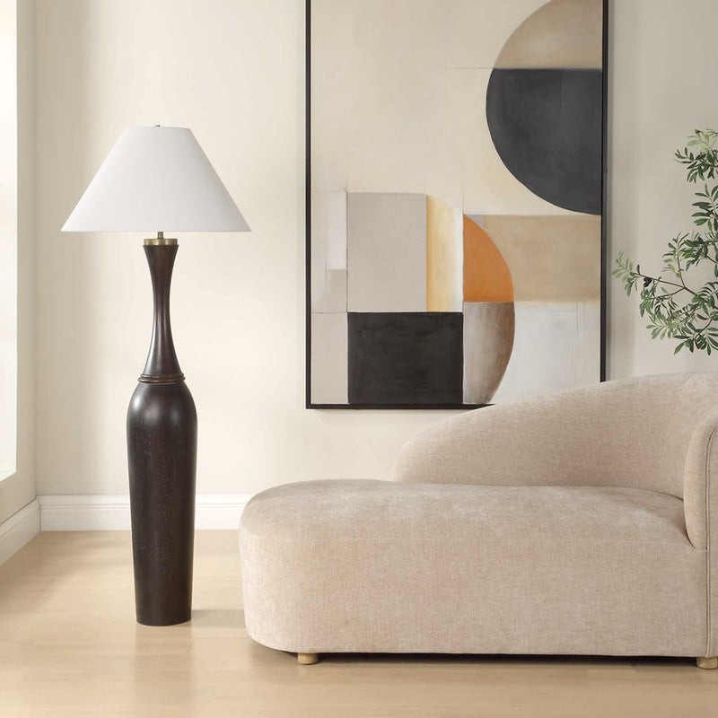 Uttermost Pravin Dark Wood Floor Lamp, Bronze