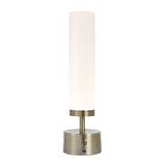 Uttermost Auden Rechargeable LED Accent Lamp | Light Antique Brass & Frosted Acrylic | Bedside & Shelf Lighting | 5 x 5 x 17 in | Model 30688-1