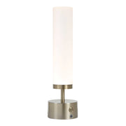 Uttermost Auden Rechargeable LED Accent Lamp | Light Antique Brass & Frosted Acrylic | Bedside & Shelf Lighting | 5 x 5 x 17 in | Model 30688-1
