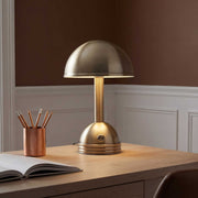 Uttermost Breece Rechargeable LED Accent Lamp | Brass-Plated Iron Dome | Bedside & Shelf Lighting | 7.25 x 7.25 x 11.25 in | Model 30689-1