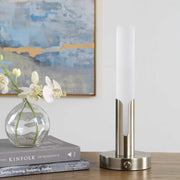 Uttermost Tron Rechargeable LED Accent Lamp | Plated Brass & Frosted Acrylic | Bedside & Shelf Lighting | 5.5 x 5.5 x 15.25 in | Model 30690-1