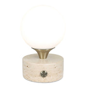 Uttermost Abril Rechargeable LED Accent Lamp | Brass Gold and Travertine | Bedside & Shelf Ambient Light | 5 x 5 x 8.25 in | Model 30691-1