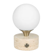 Uttermost Abril Rechargeable LED Accent Lamp | Brass Gold and Travertine | Bedside & Shelf Ambient Light | 5 x 5 x 8.25 in | Model 30691-1