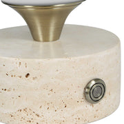 Uttermost Abril Rechargeable LED Accent Lamp | Brass Gold and Travertine | Bedside & Shelf Ambient Light | 5 x 5 x 8.25 in | Model 30691-1