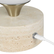 Uttermost Abril Rechargeable LED Accent Lamp | Brass Gold and Travertine | Bedside & Shelf Ambient Light | 5 x 5 x 8.25 in | Model 30691-1
