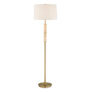 Uttermost Verlaine Travertine Floor Lamp | Antique Gold and White Linen | Living Room & Reading Nook | 17.5 x 17.5 x 63.5 in | Model 30736-1