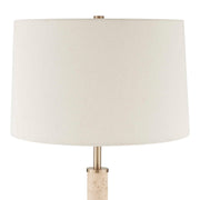 Uttermost Verlaine Travertine Floor Lamp | Antique Gold and White Linen | Living Room & Reading Nook | 17.5 x 17.5 x 63.5 in | Model 30736-1