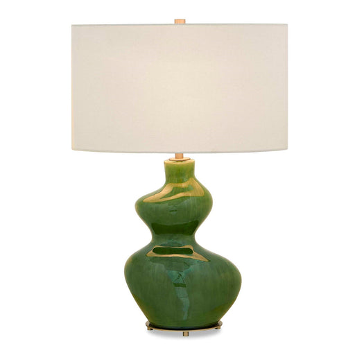 Uttermost Esall Dark Green Table Lamp | Antique Brass and White Linen | Living Room & Bedside | 19 x 10 x 28.75 in | Model 30737-1